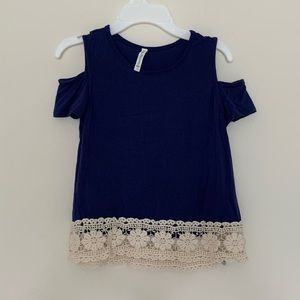 Pink Lemonade Blue Open Shoulder Lace Blouse Girls